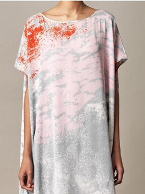 Diane Von Furstenberg Hanky Dress-  Pink, Gray & Red Abstract caftan silk Dress
